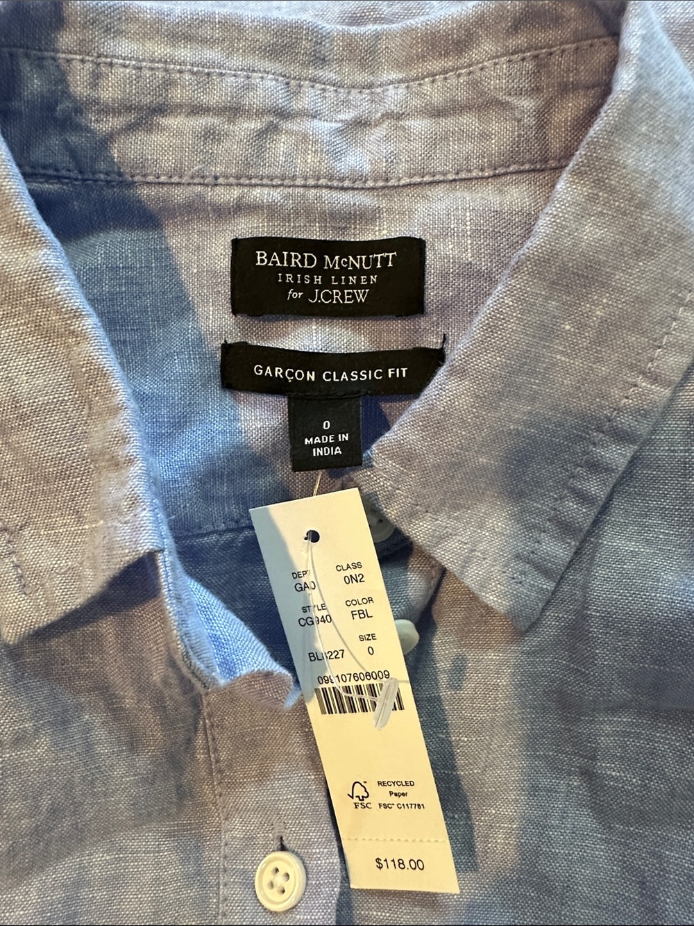 J. Crew Garçon classic button-up shirt in Baird McNutt Irish linen - French Blue - Picture 6 of 7